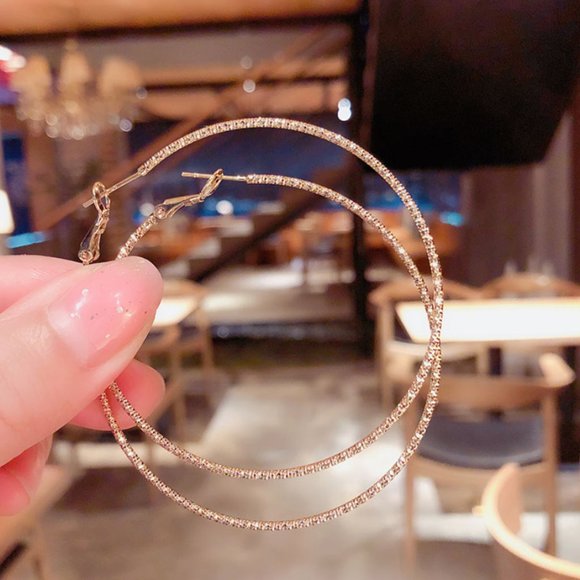 Faux Diamond Hoops - Picture 4 of 9